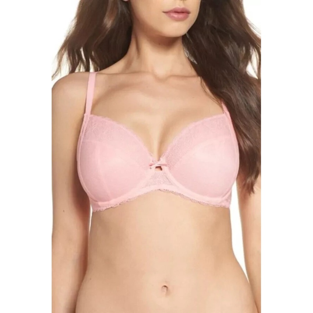 Chantelle Le Marais Lace Unpadded Wire Bra 32D Pink Lemonade Cut-out C27310 2731
